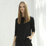 原创设计师品牌女装纯棉圆领黑打底衫，七分袖外穿文艺个性极简t恤