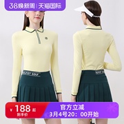 春秋季高尔夫女装女士长袖，裙子套装户外运动网球修身上衣，t恤半裙