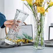 特大号透明玻璃花瓶北欧家用水养富贵竹百合干花插花花瓶客厅摆件