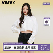 nerdy2023春夏短款辣妹长袖衬衫，甜辣性感露腰露脐百搭上衣女