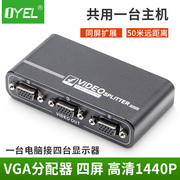 VGA分配器1分4电脑分频器4口显示器高清视频一拖二vga分屏器500兆