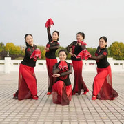 云裳广场舞服装女身韵飘逸雪纺大摆裙，古典舞蹈服古风扇子舞演出服