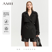 amii2024秋零染环保系列双排，扣一手长风衣女配腰带中长外套