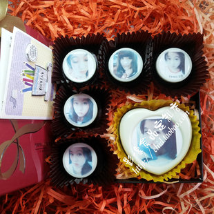 手工创意食用照片心形巧克力礼盒装定制写字送女朋友生日礼物