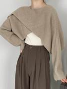 秋季针织披肩女短款蝙蝠袖上衣外搭设计感慵懒风，长袖套头毛衣罩衫