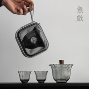 耐热玻璃便携旅行功夫茶具套装快客杯一壶二杯带过滤泡茶杯子盖碗