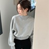 韩国chic秋冬设计感蝙蝠袖小个子，半高领短款卫衣休闲宽松显瘦上衣