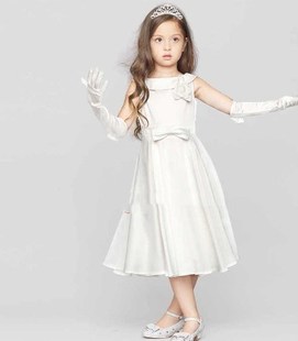 儿童礼服公主裙花童女童婚纱裙钢琴演出服主持人晚礼服白