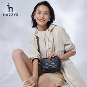 hazzys哈吉斯(哈吉斯)时尚，简约斜挎包女士，黑色夏季真皮单肩包