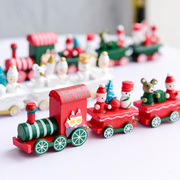 圣诞装饰品木质小火车，桌面摆件幼儿园卡通柜，欧式儿童房礼物圣诞节