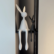 现代轻奢大白坐姿兔子雕塑摆件玄关样板房客厅电视柜酒柜壁柜饰品
