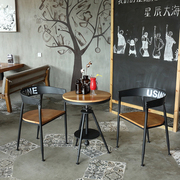 美式咖啡厅酒吧铁艺实木小圆桌，组合奶茶店，清吧休闲桌创意茶几圆形