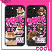 Pink墨镜猫咪适用苹果13手机壳12创意14promax11狗狗iPhonex情侣mini8plus7p趣味xr比格犬xs液态硅胶个性