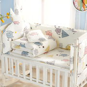 婴儿床上用品套件纯棉宝宝床围四五件套全棉软包防撞冬季拼接床品