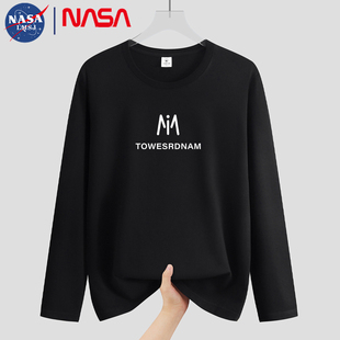 NASA联名长袖t恤男士2024春秋季装纯棉上衣服潮流打底衫秋衣男装