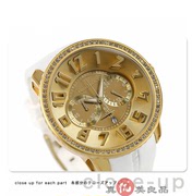 日本直邮tendence天势表大表盘，镶水晶潮流，复古金色立体石英手表