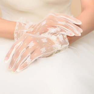 新娘手套蕾丝红色白色结婚纱礼服旗袍短款手套影楼旅拍婚礼仪
