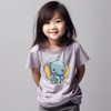 儿童短袖t恤可爱卡通，大象图案男童夏装，纯棉半袖女童宝宝紫色t童装