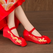 2023女新娘婚鞋秀禾鞋厚底红色高跟秀禾服鞋子中式布鞋上轿鞋