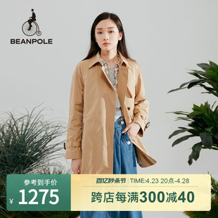 BEANPOLE滨波 女士春秋米色英伦风休闲通勤收腰短款风衣外套