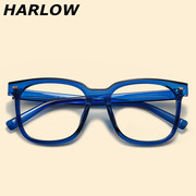 蓝色眼镜框大脸男女潮复古显瘦近视眼镜可配度数tr90大方框眼镜架
