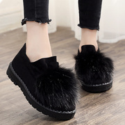 冬季棉鞋女豆豆鞋老北京布鞋女鞋，加绒保暖妈妈，鞋平底一脚蹬毛毛鞋