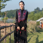 原创设计师民族风品牌秋冬中国风重工刺绣，宽松马甲长款外套女