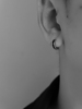 925银黑色滴胶耳扣银，耳环男简约小耳圈光面小众女设计感耳饰独特