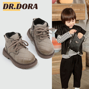 DR.DORA朵拉博士冬季马丁靴菱形格小众设计棉靴加绒保暖小皮靴子