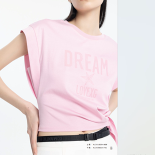 xg雪歌粉色蝙蝠袖t恤女短袖，2024夏休闲(夏休闲)套头上衣xj201039a808