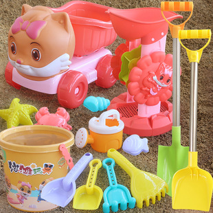 儿童沙滩玩具车套装宝宝，室内海边挖沙玩沙子，工具铲子和桶沙漏沙池