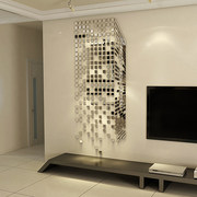 马赛克镜子自粘贴纸电视背景墙面格栅装饰画客厅亚克力3d立体布置