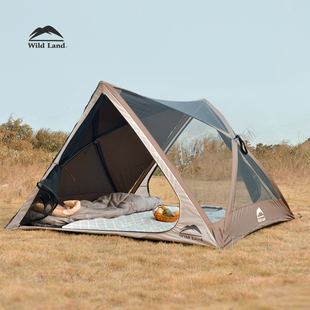 三角三秒速开三人帐篷户外便携式折叠露营装备沙滩公园海边遮阳篷