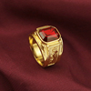 欧美男士霸气戒指复古龙纹戒子男生钛钢镀18Ｋ金色仿红宝石食指环