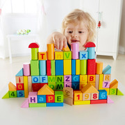 hape80粒积木益智拼装玩具1-2岁婴儿，男孩女孩宝宝木制早教大颗粒