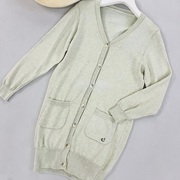 日本森女系刺绣设计甜美纯棉毛线，长袖长款针织衫外套女款开衫