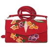 rota泰国珍珠鱼皮斜挎包女士红色花纹真皮，单肩包手提包手拿包