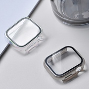 适用applewatch苹果手表s9钢化膜保护壳一体式iwatchs8保护套se76543代全包套装超薄壳膜40444145mm