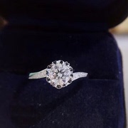 白18k金钻戒(金钻戒，)钻石戒指女扭臂圆瓣雪花款不刮手1克拉求订结婚铂金