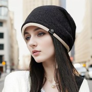 秋冬季帽子男女款时尚包头堆堆，帽保暖月子，帽单层套头帽针织毛线帽