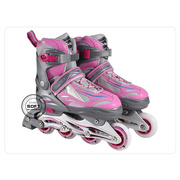 。天鹅专业轮滑鞋儿童可调节直排轮旱冰鞋，成人溜冰鞋781黑
