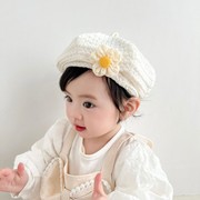 儿童贝雷帽可爱超萌春秋女孩，洋气韩版公主，蕾丝6-18月宝宝花朵帽子