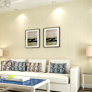 现代简约竖条纹墙纸纯色，素色白色无纺布，卧室客厅非自粘装修壁纸