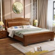 实木床现代中式气压高箱床1.51.8米双人床，儿童床橡胶木卧室家具