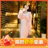 glec大码女装2024春装气质女神，范法式(范法式)复古高级感金丝绒连衣裙