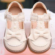 女童公主鞋儿童皮鞋洛丽塔小女孩，鞋子童鞋真皮软底，白色宝宝单鞋春