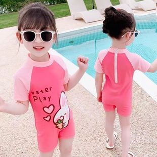 女童游泳衣夏季连体可爱泳装中小儿童宝宝卡通速干平角泳衣裤