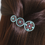 韩国进口Beaumira品牌 复古圆圈水晶珍珠防滑发夹边夹刘海夹 BE08