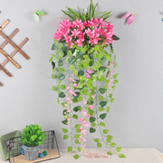 悬挂假花吊篮花绿色植物仿真花z挂壁墙壁墙面装饰花挂件玫瑰花绢