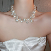白色珍珠项链女款2023锁骨，链高级感轻奢小众气质毛衣颈链